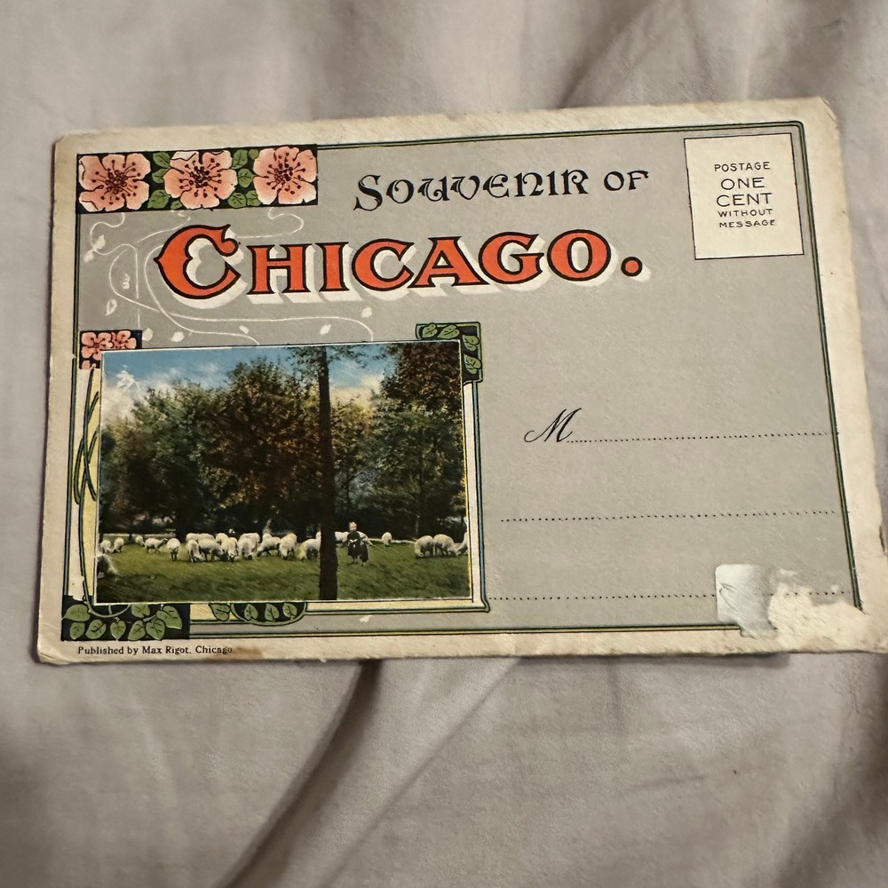 Vintage Souvenir of Chicago Postcard Booklet Max Rigot Curt Teich Ephemera